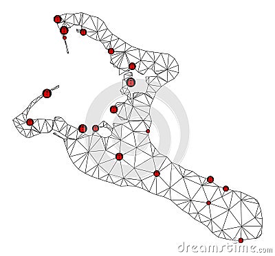 Lockdown Polygonal Wire Frame Mesh Vector Map of Kiribati Island Vector Illustration