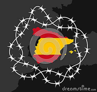 Lockdown and quarantine of Spain Vector Illustration
