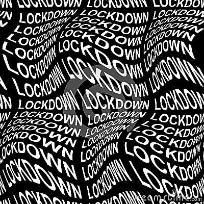 LOCKDOWN word warped, distorted, repeated, and arranged into seamless pattern background. Cartoon Illustration