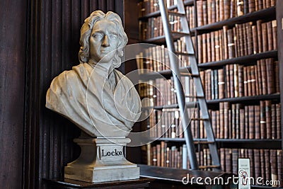 Locke bust in Trinity College Editorial Stock Photo