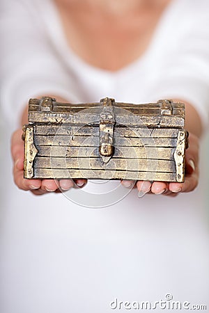 Locked antique chest Stock Photo