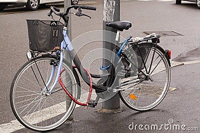 Locked bike Stock Photo