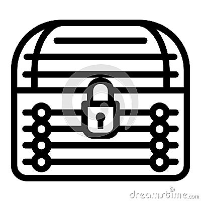Locked chest line icon. Treasure chest vector illustration isolated on white. Closed trunk outline style design Vector Illustration