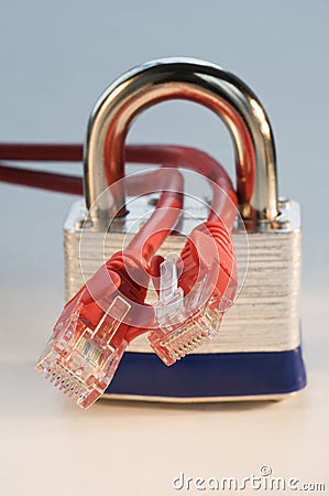 Locked ethernet cords Stock Photo