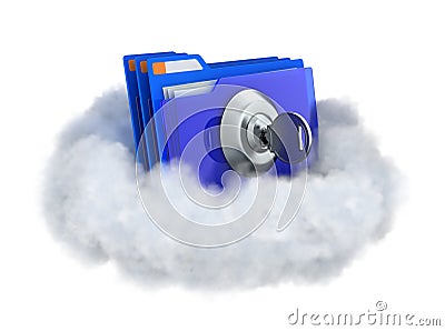 Locked folder in a cloud Cartoon Illustration