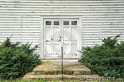Locked Front Door of a Church Door Stock Photo