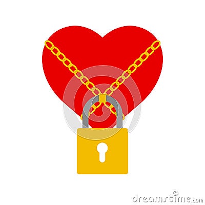 Locked heart. Loyalty, fidelity, a womans secret. Flat style vector illustration isolated on white Vector Illustration