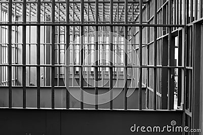 Locked Jail Cell Prison Bars Stock Photo