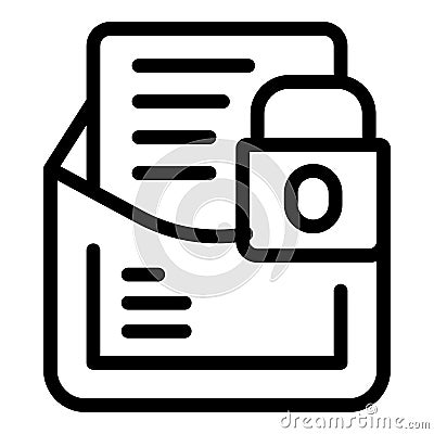 Locked mail icon outline vector. Server system Stock Photo