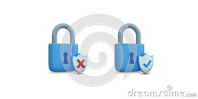 locked padlock icon. Security data concept. clipping path. 3D rendering Stock Photo