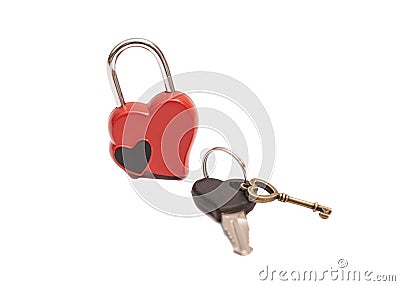 Locked shaped heart and keys Stock Photo