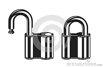 Locked and unlocked padlock icons Vector Illustration