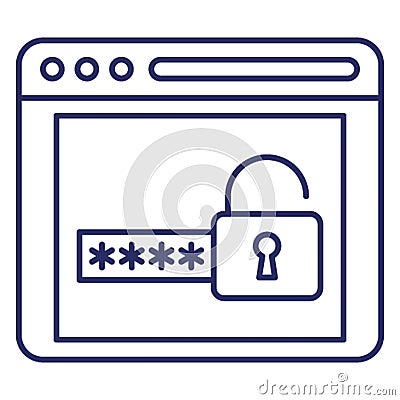Locked website, need password Vector Icon which can easily modify or edit Vector Illustration