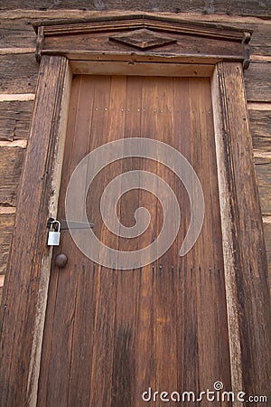 Locked Wooden Door Stock Photo