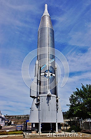 Lockheed Atlas missile at the Gillespie Field Annex of the Sandiego Air and Space Museum Editorial Stock Photo