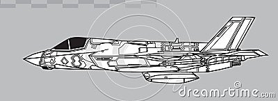 Lockheed Martin F-35B Lightning II. Vector drawing of VSTOL stealth multirole fighter. Vector Illustration