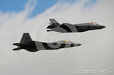 F22 Raptor and F35 Lightning fighter jets Editorial Stock Photo