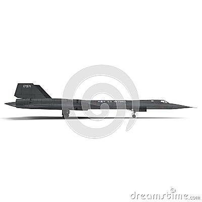 Lockheed SR 71 Blackbird on white. 3D illustration Cartoon Illustration