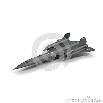 Lockheed SR 71 Blackbird on white. 3D illustration Cartoon Illustration