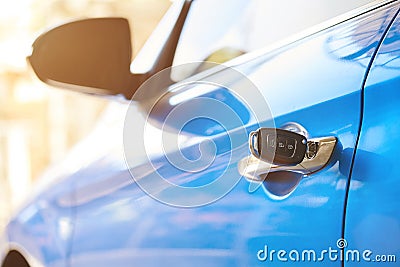 Locking car with key Stock Photo