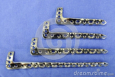 Locking Compression Plate System, various sizes. Stock Photo