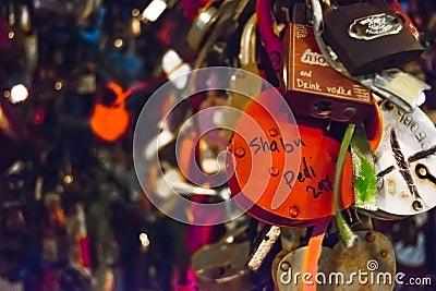 Locks in form of heart - symbol of love Editorial Stock Photo