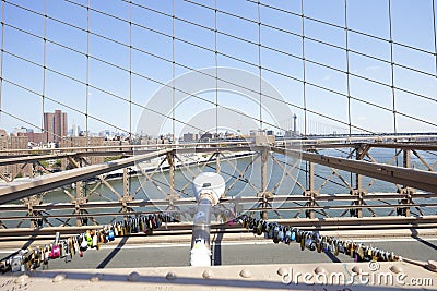 Locks of love Brooklyn Bridge Editorial Stock Photo