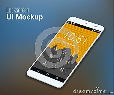 Lockscreen mobile UI smartphone mockup Vector Illustration