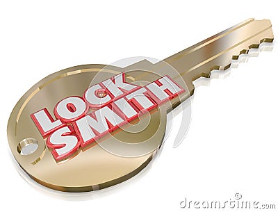 Locksmith Gold Key Word Profession Job Worker Stock Photo