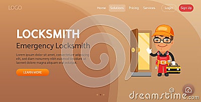 Locksmith Website Template Vector Illustration