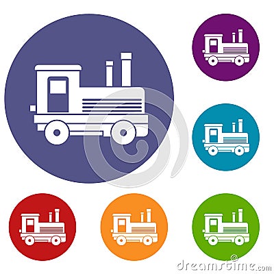 Locomotive icons set Vector Illustration