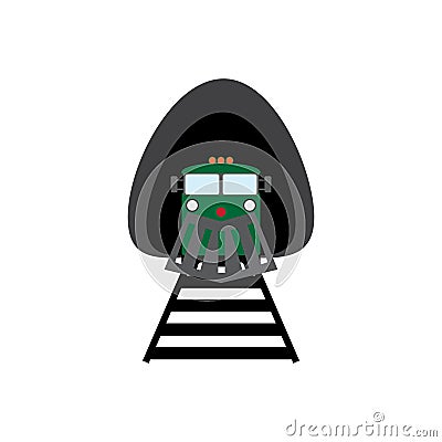 Locomotive leaving the tunnel. Train icon. View front. Vector illustration. Vector Illustration