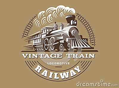 Locomotive logo illustration, vintage style emblem Vector Illustration