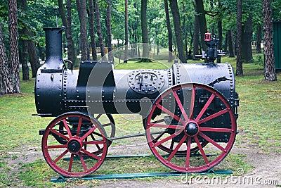 Locomotive monument in a park Stock Photo