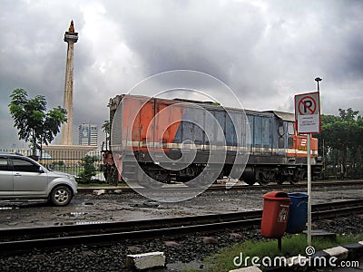 A Locomotive is Parking in No Parking Area Editorial Stock Photo