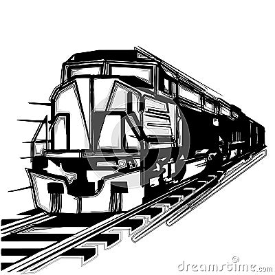 locomotive steam train speed vector cartoon silhouettes Vector Illustration