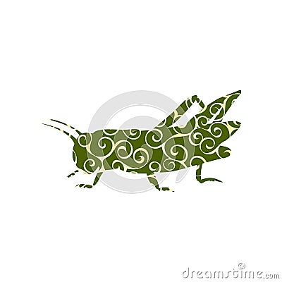 Locust grasshopper insect spiral pattern color silhouette animal Vector Illustration