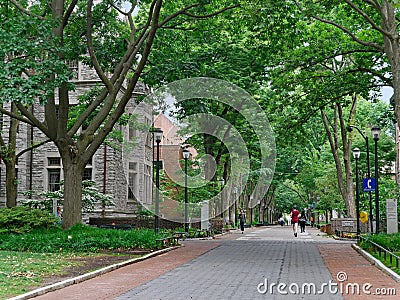 Locust Walk on the campus of the University of Pennsylvania Editorial Stock Photo