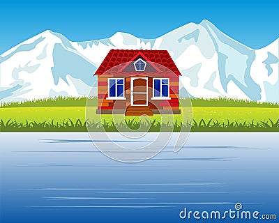 Lodge in mountain high Vector Illustration