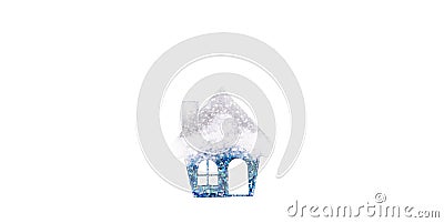 Lodge. A toy for the Christmas tree. Christmas theme. The house in the snow. On a white background Stock Photo