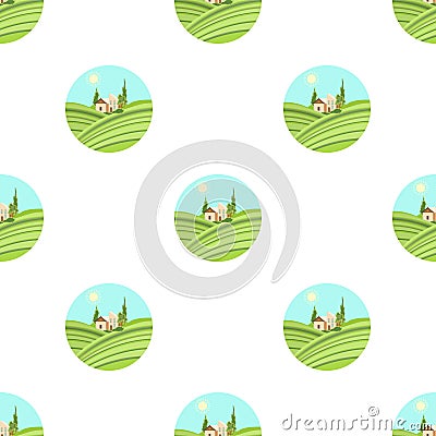 Lodge with vineyards icon in cartoon style isolated on white background. Wine production symbol stock vector Vector Illustration