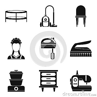 Lodging place icons set, simple style Vector Illustration