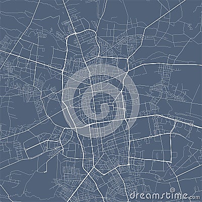 Lodz map. Lodz city map poster. Map of Lodz street, urban area Vector Illustration