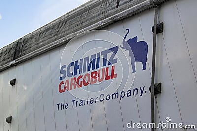 Schmitz Cargobull The Trailer Company logo on a delivery truck Editorial Stock Photo