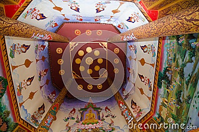 Loei, Thailand - March 19 : Art Thai, Mural mythology buddhist Editorial Stock Photo