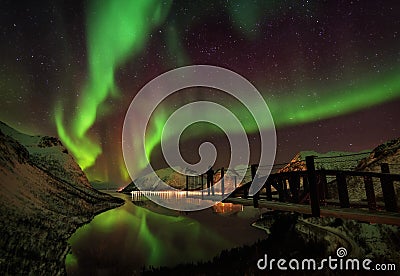 Lofoten Islands Northern Lights Aurora Borealis Norway Stock Photo