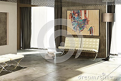 Loft with an abstract painting Stock Photo