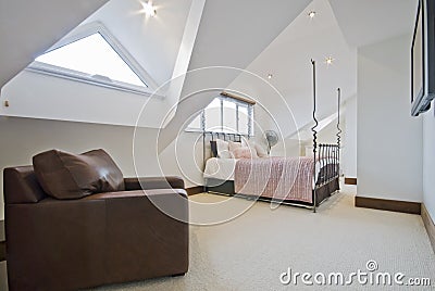 Loft bedroom Stock Photo