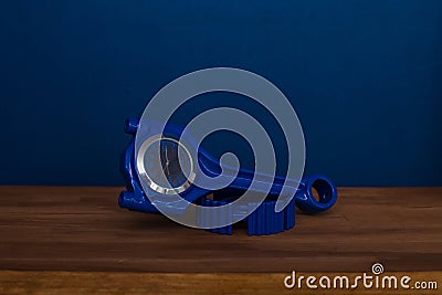 Loft clock metal auto parts engine blue Stock Photo