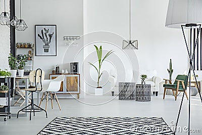 Loft interior in scandinavian style Stock Photo